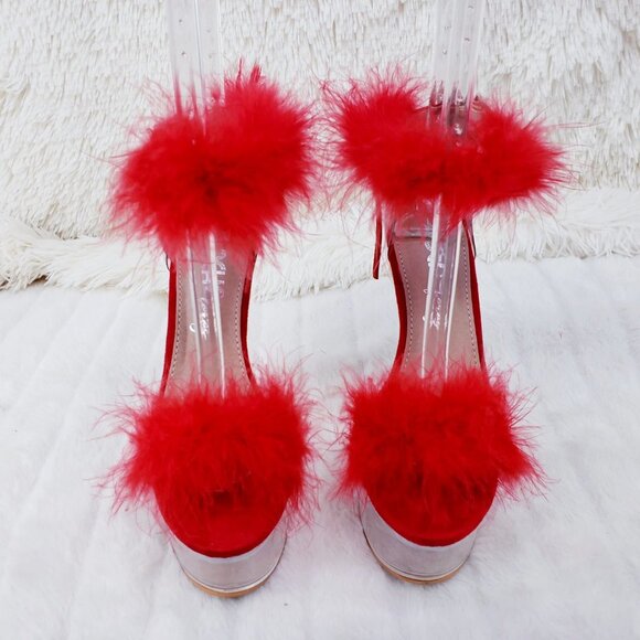 Marabou Feather Platform Shoes Sandals - Picture 10 of 15